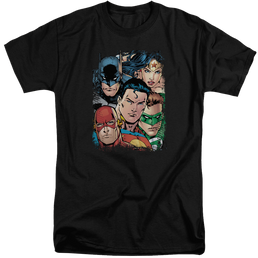 Justice League Up Close And Personal Men's Tall Fit T-Shirt Men's Tall Fit T-Shirt Justice League   