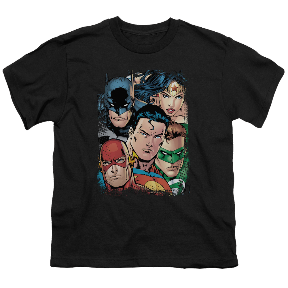 Justice League Up Close And Personal - Youth T-Shirt Youth T-Shirt (Ages 8-12) Justice League   