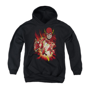Black youth hoodie for ages 8 to 12 with The Flash Speed Force graphic