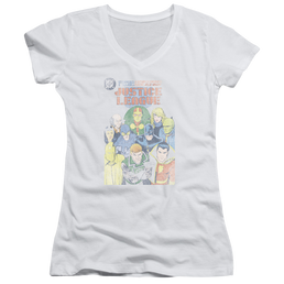 Justice League Justice League #1 Cover Juniors V-Neck T-Shirt Juniors V-Neck T-Shirt Justice League   