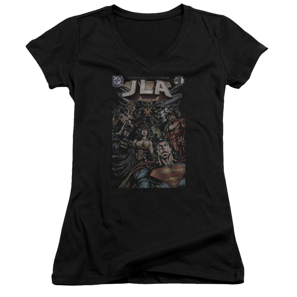Justice League #1 Cover Juniors V-Neck T-Shirt Juniors V-Neck T-Shirt Justice League   
