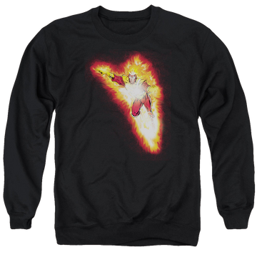 Black men's crewneck sweatshirt with Firestorm Blaze graphic