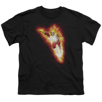 Black youth t-shirt for ages 8 to 12 with Firestorm Blaze graphic
