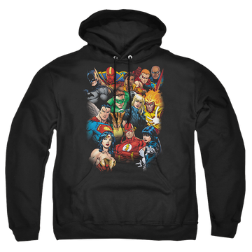 Justice League The League's All Here Pullover Hoodie Pullover Hoodie Justice League   