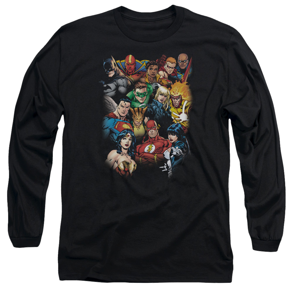 Justice League The Leagues All Here Men's Long Sleeve T-Shirt Men's Long Sleeve T-Shirt Justice League   