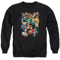 Justice League The League's All Here Men's Crewneck Sweatshirt Men's Crewneck Sweatshirt Justice League   