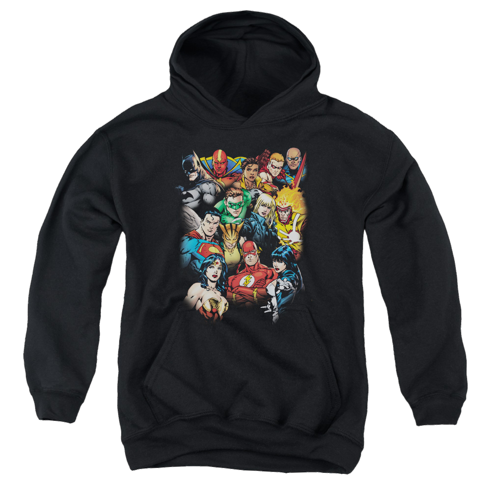 Justice League The Leagues All Here - Youth Hoodie Youth Hoodie (Ages 8-12) Justice League   