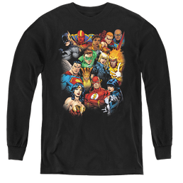 Justice League The Leagues All Here - Youth Long Sleeve T-Shirt Youth Long Sleeve T-Shirt Justice League   