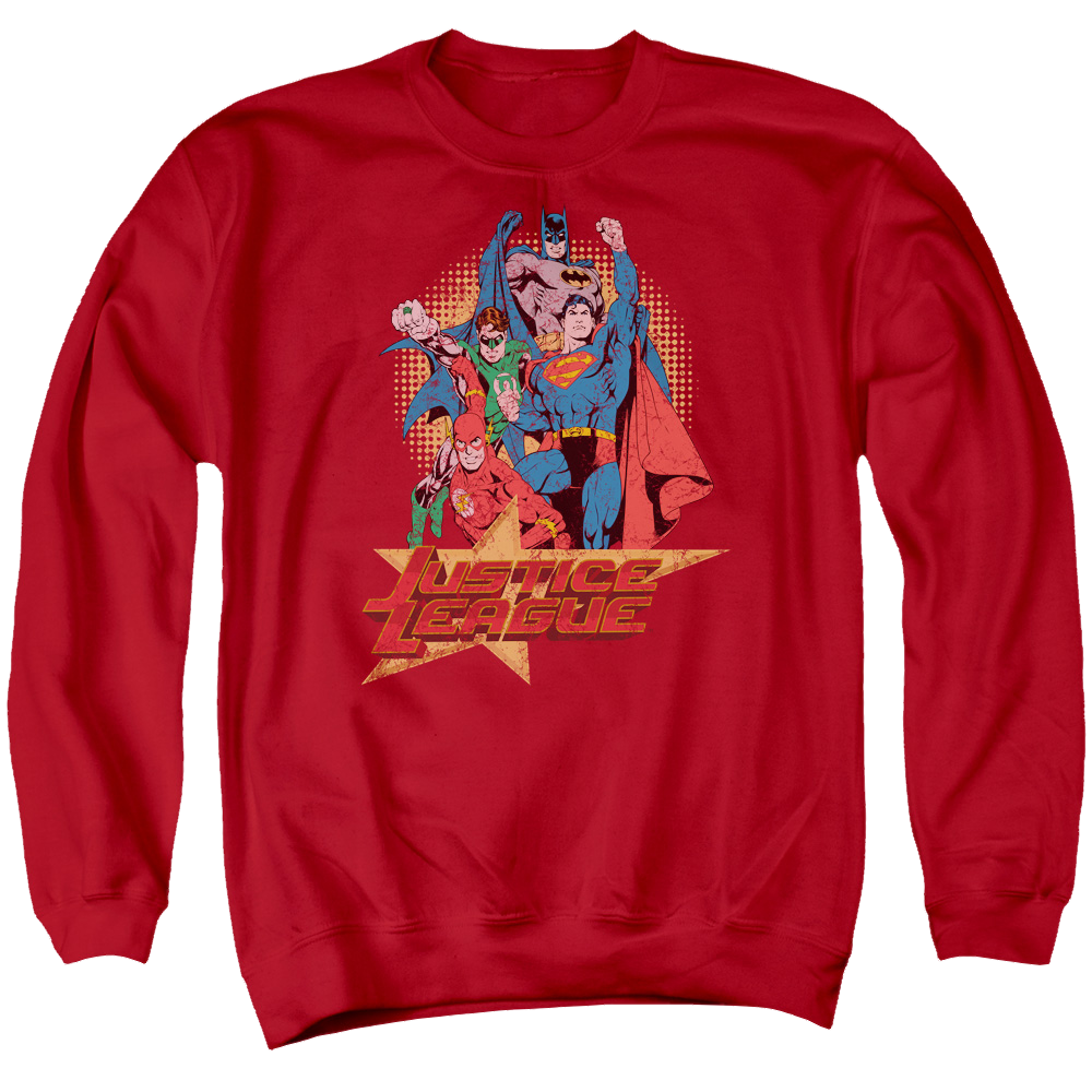 Justice League Raise Your Fist Men's Crewneck Sweatshirt Men's Crewneck Sweatshirt Justice League   