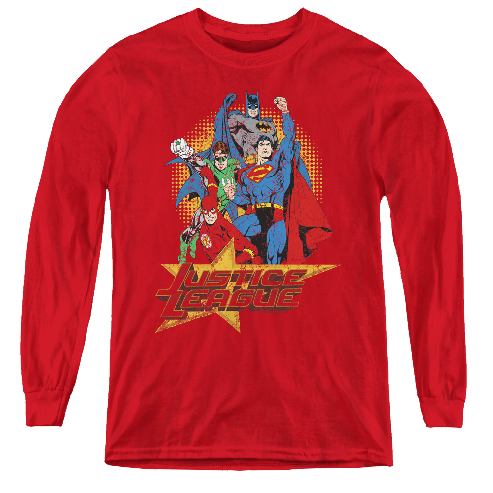 Justice League Raise Your Fist - Youth Long Sleeve T-Shirt Youth Long Sleeve T-Shirt Justice League   
