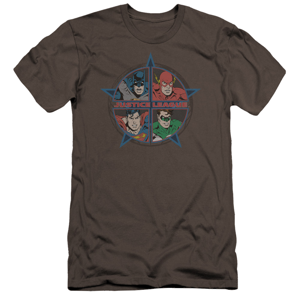 Justice League Four Heroes Men's Premium Slim Fit T-Shirt Men's Premium Slim Fit T-Shirt Justice League   