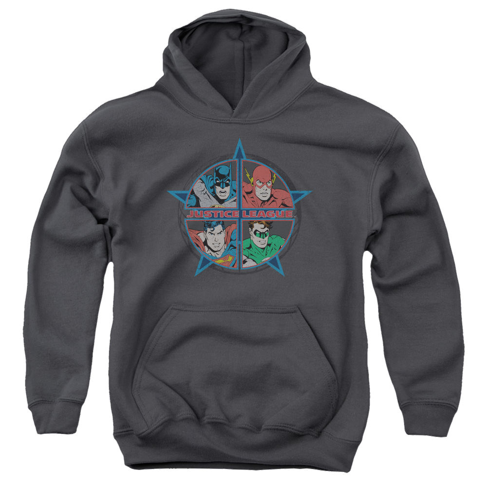 Justice League Four Heroes - Youth Hoodie Youth Hoodie (Ages 8-12) Justice League   