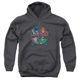 Justice League Four Heroes - Youth Hoodie Youth Hoodie (Ages 8-12) Justice League   
