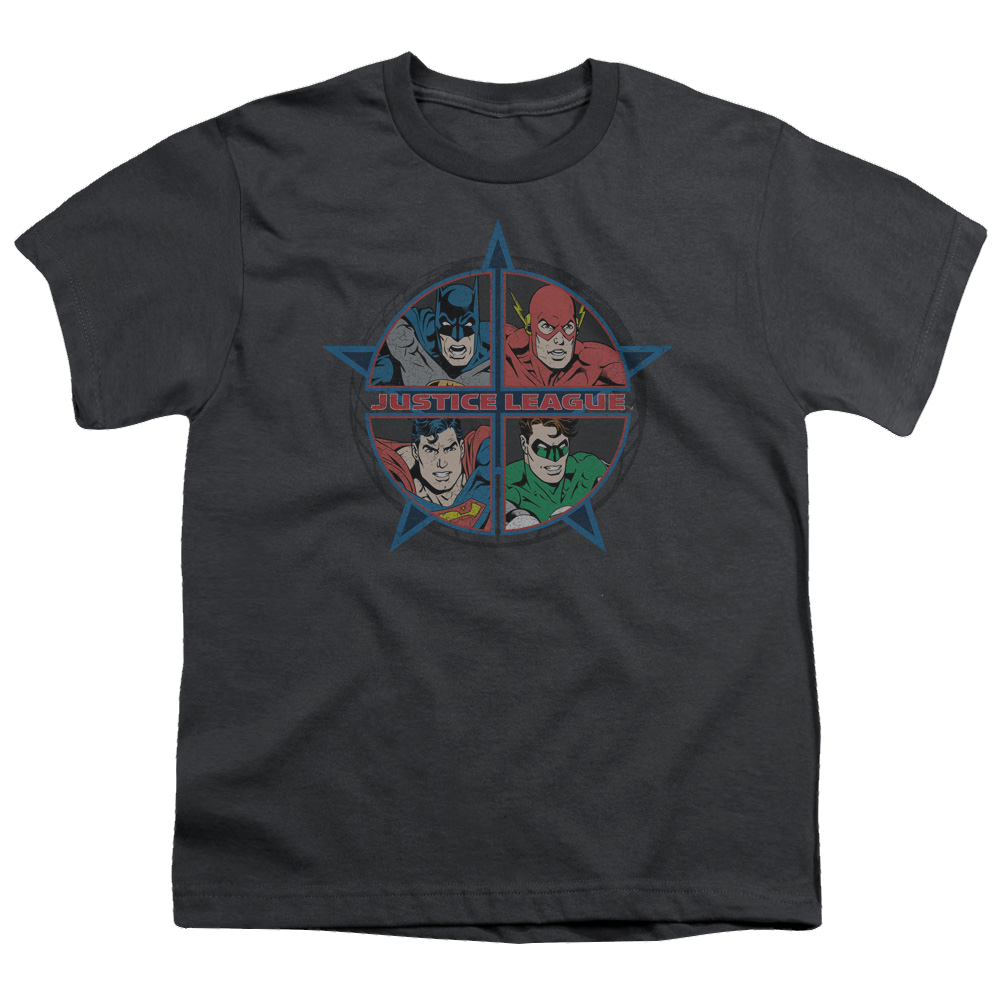 Justice League Four Heroes - Youth T-Shirt Youth T-Shirt (Ages 8-12) Justice League   
