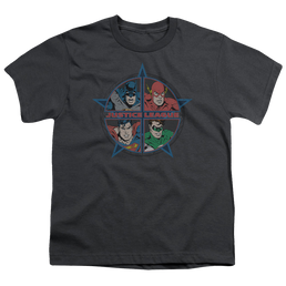 Justice League Four Heroes - Youth T-Shirt Youth T-Shirt (Ages 8-12) Justice League   