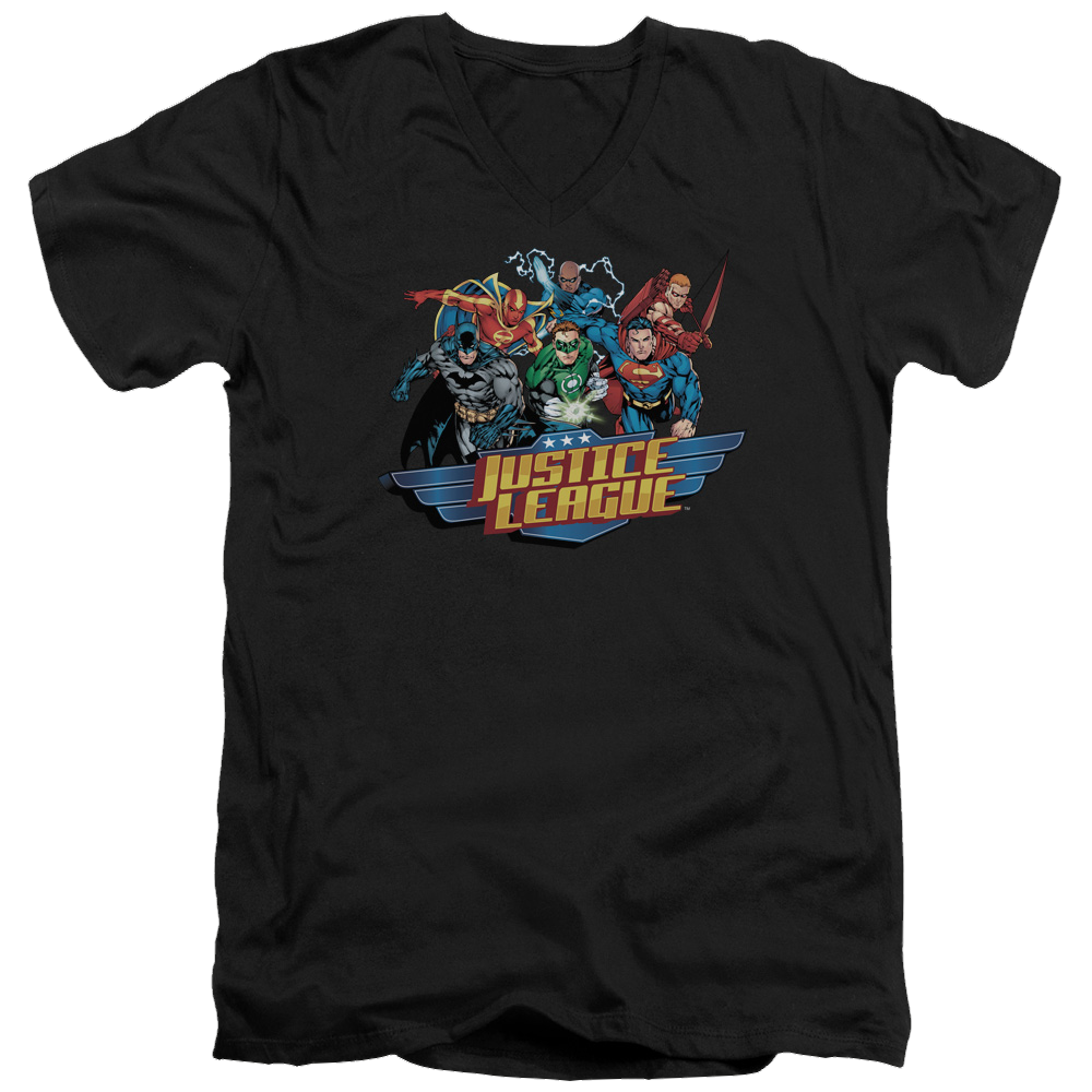 Justice League Ready To Fight Men's V-Neck T-Shirt Men's V-Neck T-Shirt Justice League   