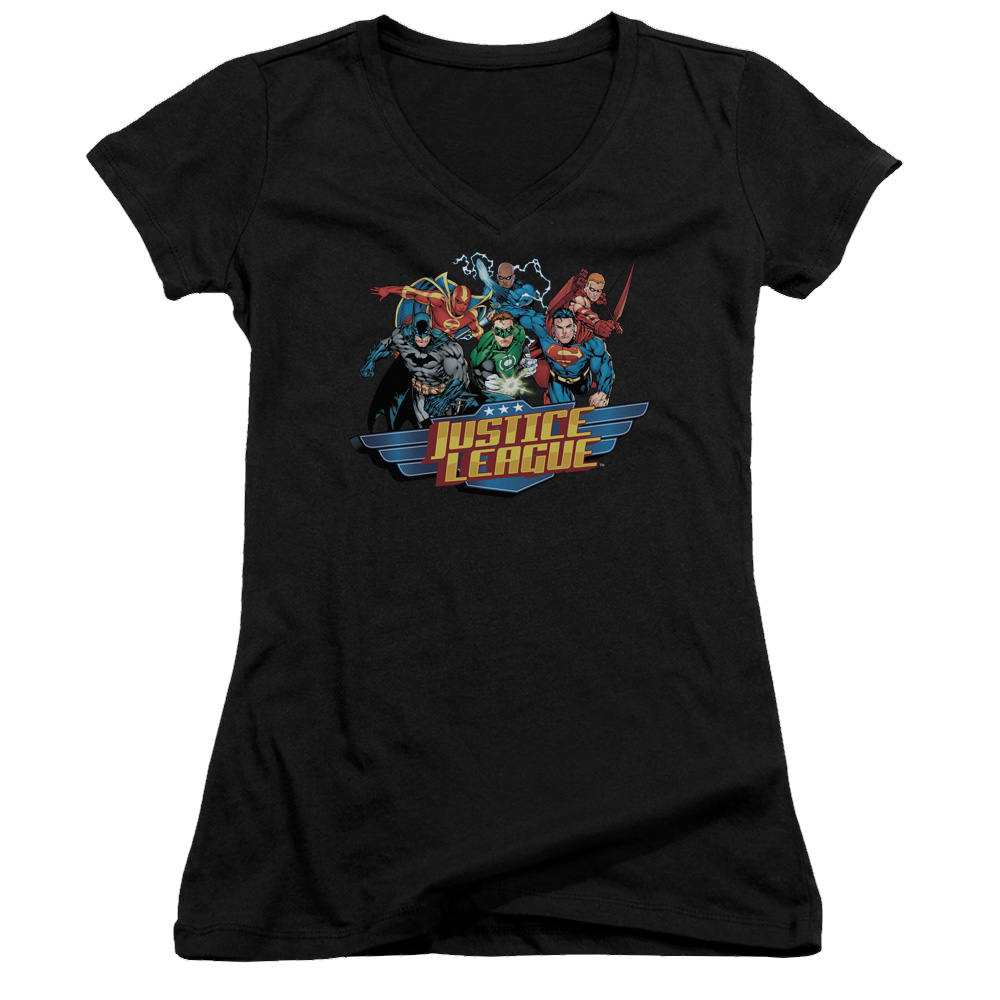 Justice League Ready To Fight Juniors V-Neck T-Shirt Juniors V-Neck T-Shirt Justice League   