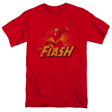 Red men's regular fit t-shirt with Flash Rough Distress graphic