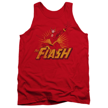 Red men's tank with Flash Rough Distress graphic