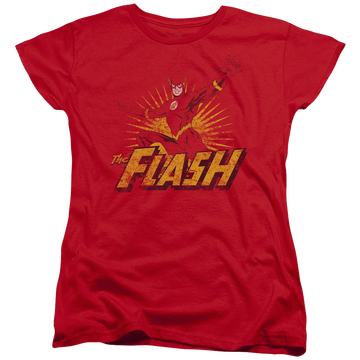 Red women's t-shirt with Flash Rough Distress graphic
