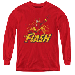 Flash, The Flash Rough Distress - Youth Long Sleeve T-Shirt Youth Long Sleeve T-Shirt The Flash   
