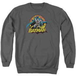 Justice League Batman Rough Distress Men's Crewneck Sweatshirt Men's Crewneck Sweatshirt Batman   
