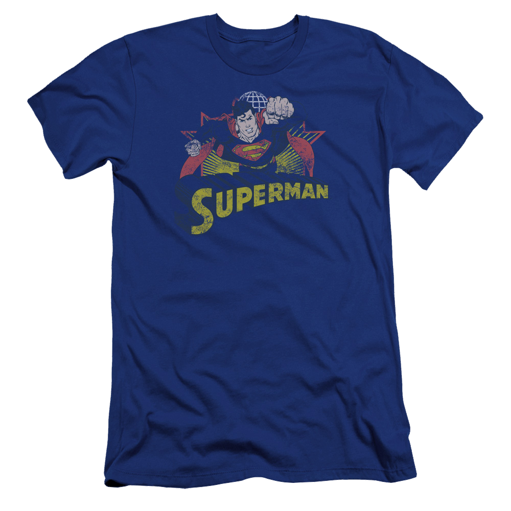 Justice League Superman Rough Distress Men's Premium Slim Fit T-Shirt Men's Premium Slim Fit T-Shirt Superman   