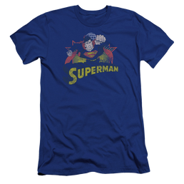 Justice League Superman Rough Distress Men's Premium Slim Fit T-Shirt Men's Premium Slim Fit T-Shirt Superman   