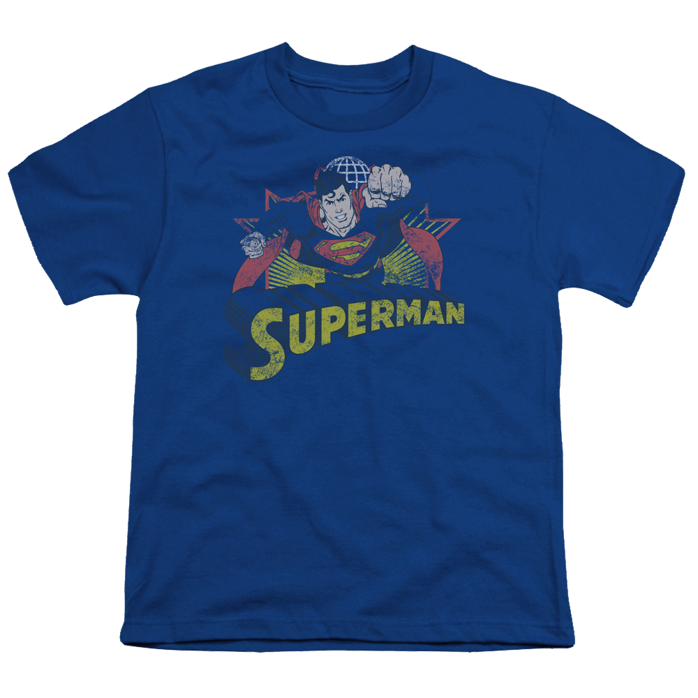 Superman Superman Rough Distress - Youth T-Shirt Youth T-Shirt (Ages 8-12) Superman   