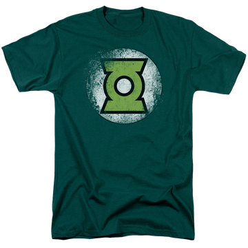 Hunter green men's regular fit t-shirt with Green Lantern Destroyed Gl Logo graphic