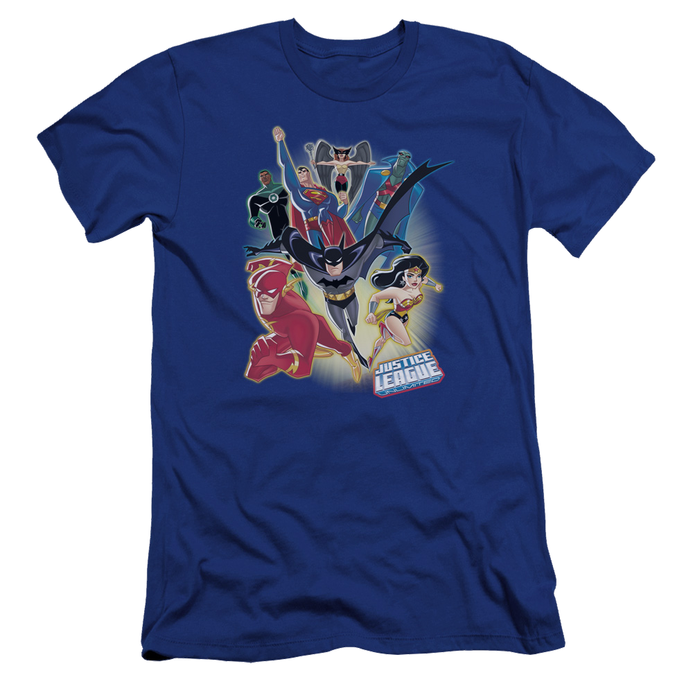 Justice League Unlimited Men's Premium Slim Fit T-Shirt Men's Premium Slim Fit T-Shirt Justice League   