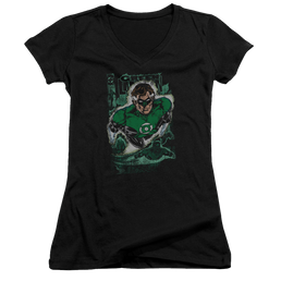Green Lantern Green Lantern #1 Distress - Juniors V-Neck T-Shirt Juniors V-Neck T-Shirt Green Lantern   
