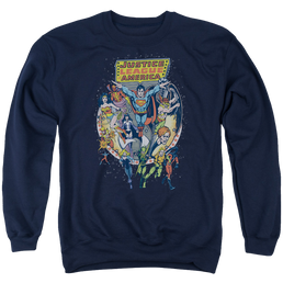Justice League Star Group Men's Crewneck Sweatshirt Men's Crewneck Sweatshirt Justice League   