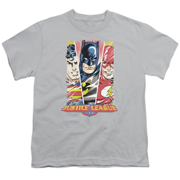Justice League Hero Triptych - Youth T-Shirt Youth T-Shirt (Ages 8-12) Justice League   