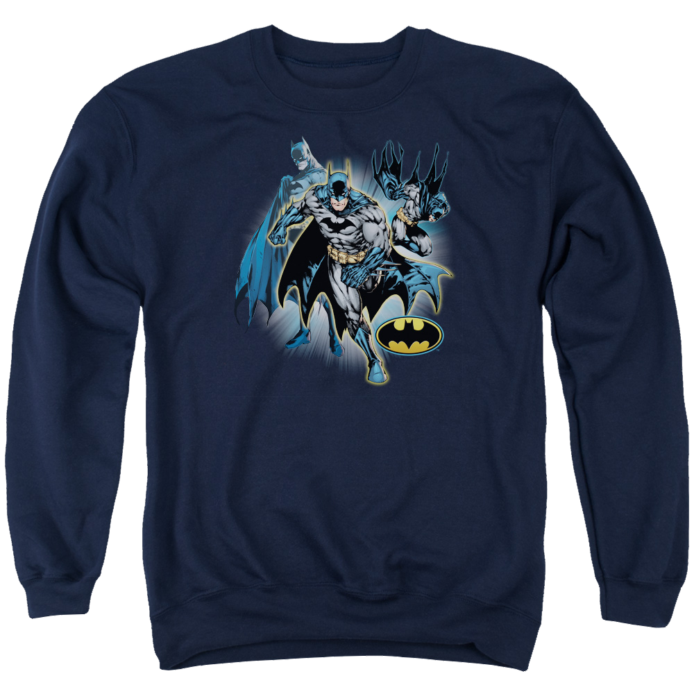 Justice League Batman Collage Men's Crewneck Sweatshirt Men's Crewneck Sweatshirt Batman   