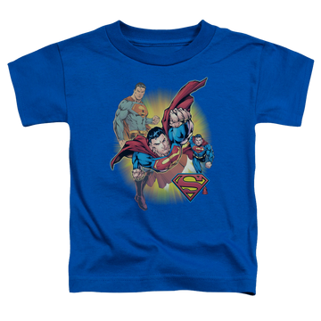 Royal kid's t-shirt for ages 4 to 7 with Superman Collage graphic
