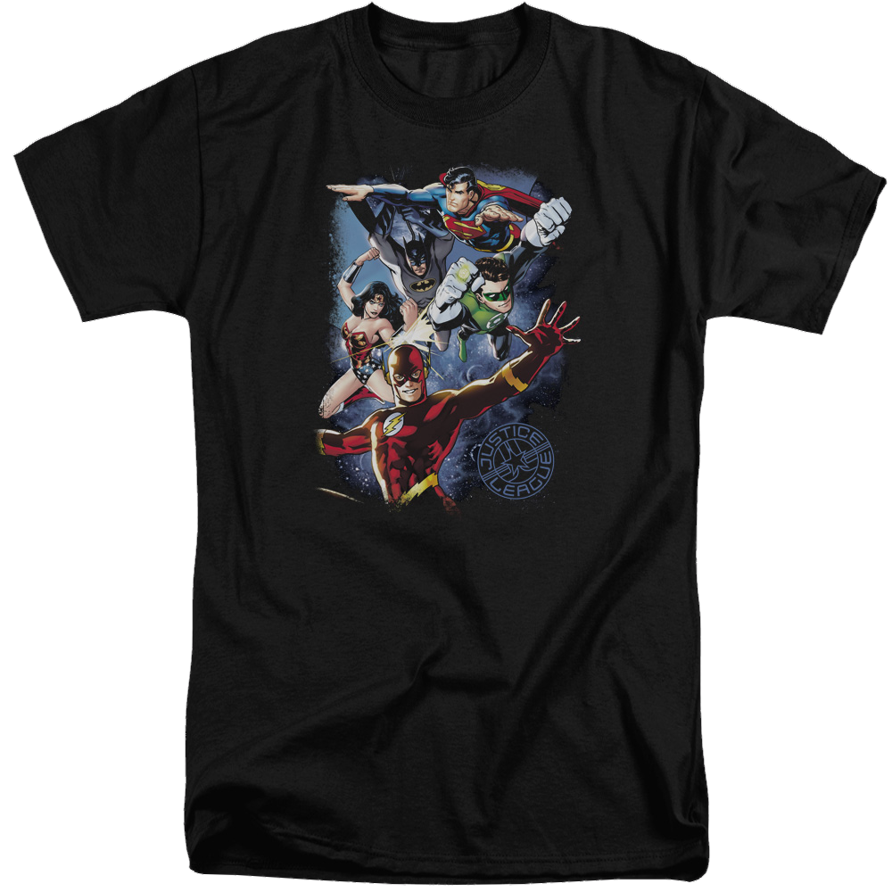 Justice League Galactic Attack Color Men's Tall Fit T-Shirt Men's Tall Fit T-Shirt Justice League   
