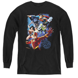 Justice League Galactic Attack Color - Youth Long Sleeve T-Shirt Youth Long Sleeve T-Shirt Justice League   