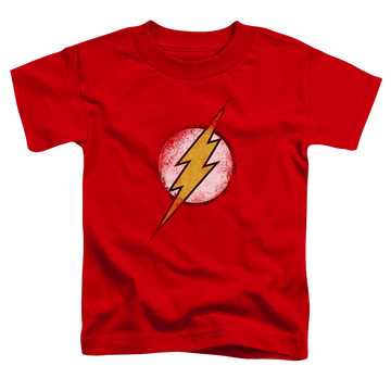 Red toddler t-shirt with The Flash Destroyed Flash Logo graphic