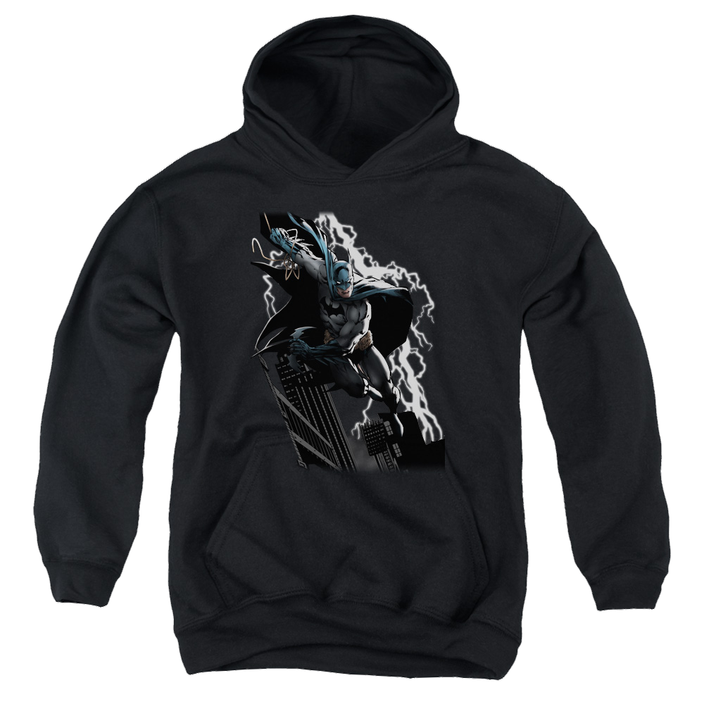 DC Batman Lighting Crashes - Youth Hoodie Youth Hoodie (Ages 8-12) Batman   