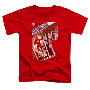 Red toddler t-shirt with The Flash Showcase #4 Cover graphic