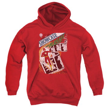 Red youth hoodie for ages 8 to 12 with The Flash Showcase #4 Cover graphic