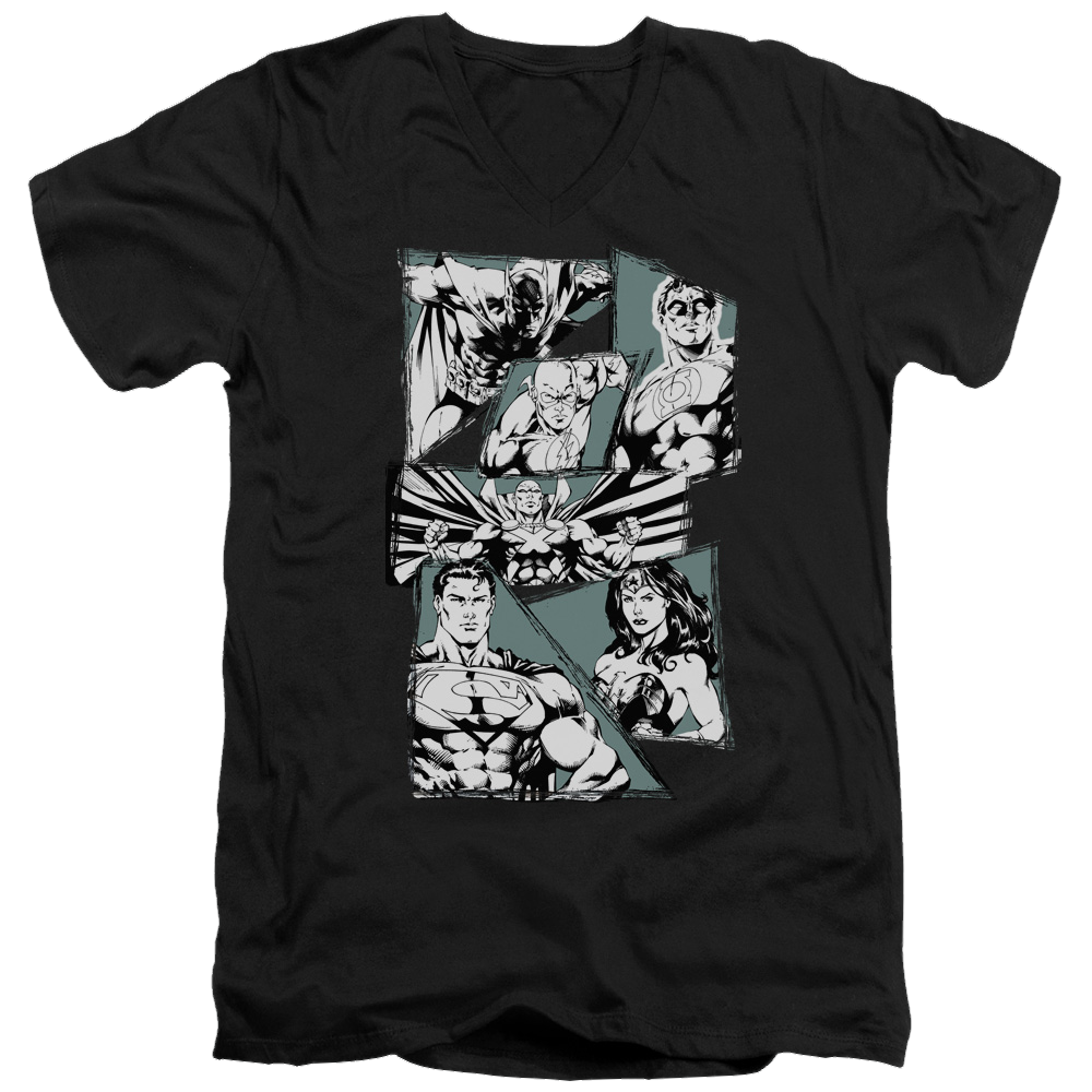 Justice League A Mighty League Men's V-Neck T-Shirt Men's V-Neck T-Shirt Justice League   
