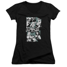 Justice League A Mighty League Juniors V-Neck T-Shirt Juniors V-Neck T-Shirt Justice League   