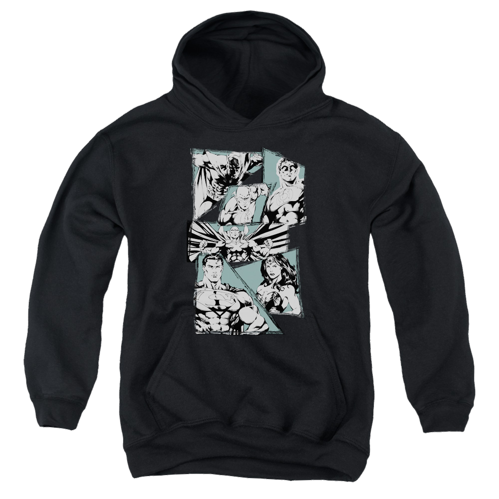 Justice League A Mighty League - Youth Hoodie Youth Hoodie (Ages 8-12) Justice League   