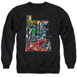 Justice League Lettered League Men's Crewneck Sweatshirt Men's Crewneck Sweatshirt Justice League   