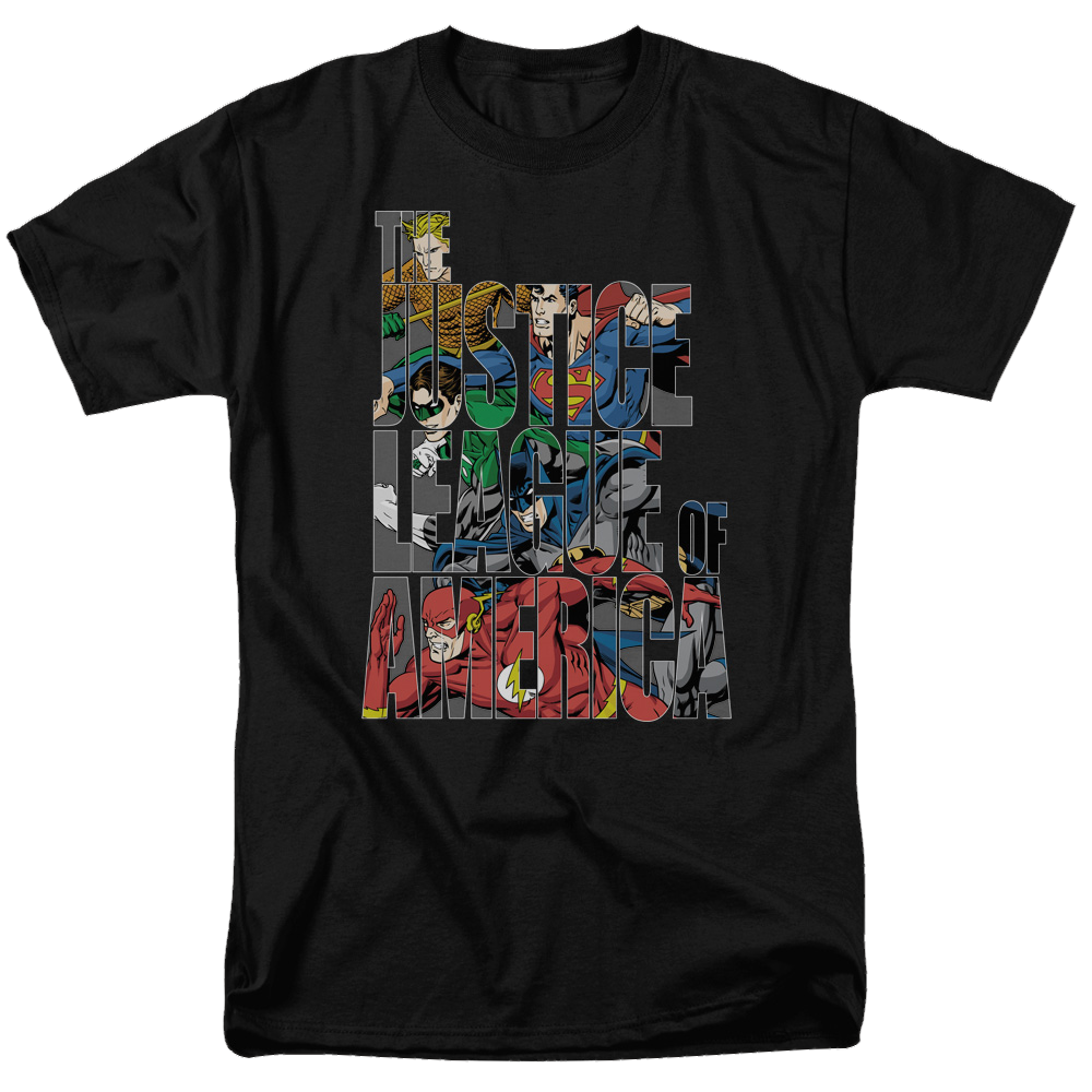 Justice League Lettered League Men's Regular Fit T-Shirt Men's Regular Fit T-Shirt Justice League   