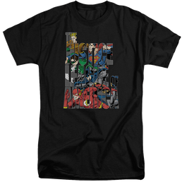 Justice League Lettered League Men's Tall Fit T-Shirt Men's Tall Fit T-Shirt Justice League   