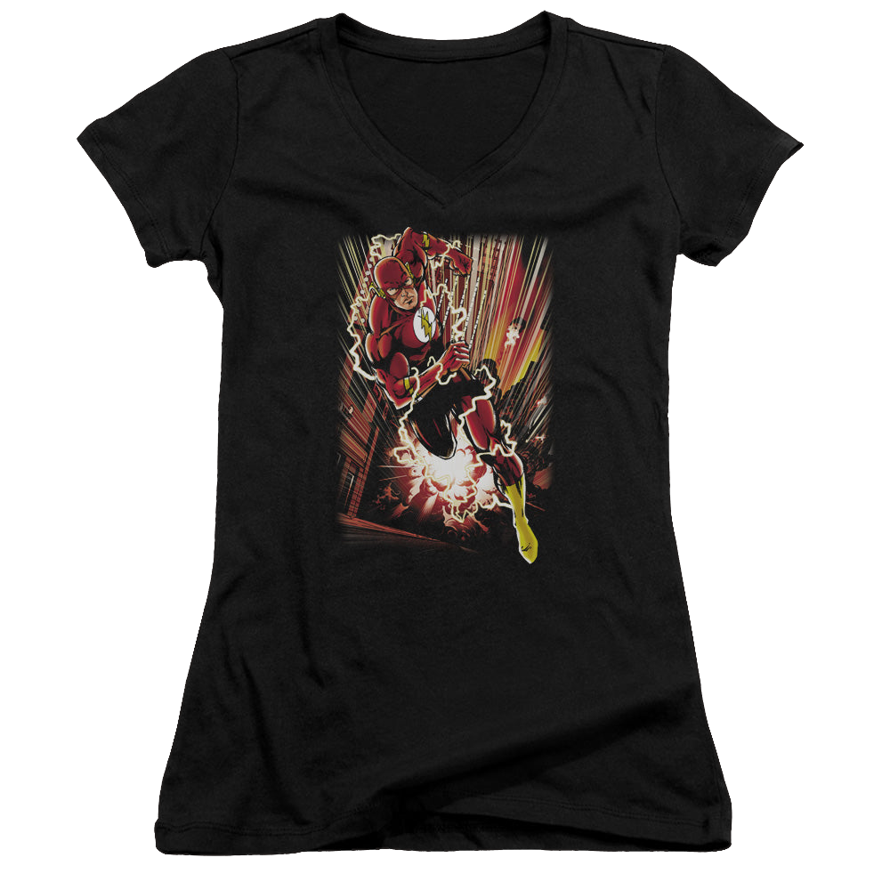 Flash, The Street Speed - Juniors V-Neck T-Shirt Juniors V-Neck T-Shirt The Flash   