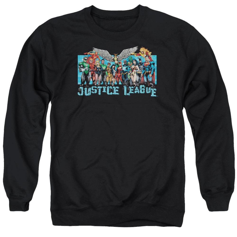 Justice League League Lineup Men's Crewneck Sweatshirt Men's Crewneck Sweatshirt Justice League   